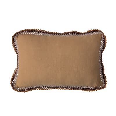 Cotton Lumbar Pillow with Crocheted Edge - 24.0"L x 14.0"W x 0.5"H