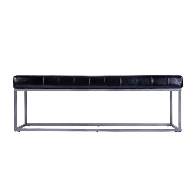 Knox 54 in. W Rectangular Leather and Iron Accent Bench
