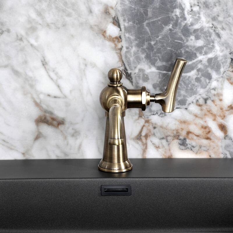 Kingston Brass Hallerbos Single-Handle 1-Hole Deck Mount Bathroom Faucet with Drain
