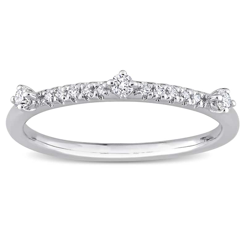Miadora 1/7ct TDW Lab-Grown Diamond Semi-Eternity Ring in Platinum Silver
