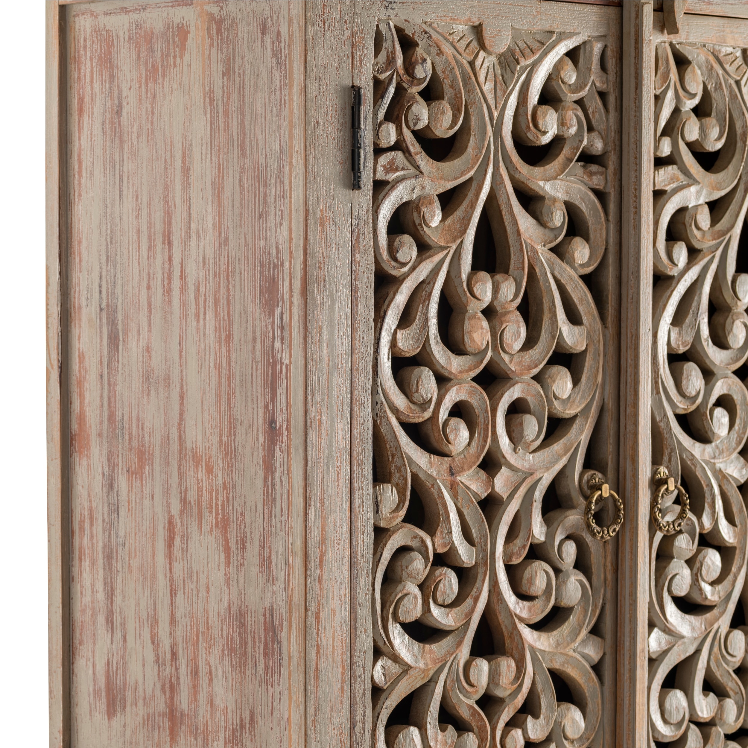 Carved tall cabinet sale