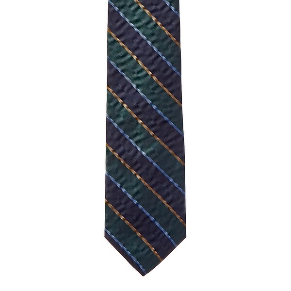 Brooks Brothers Mens Green Striped Wool-Silk Blend Tie Os