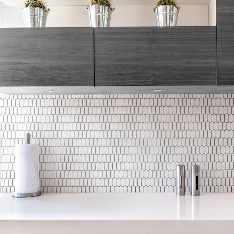 Merola Tile Hudson Capsule Matte White 12-1/4" x 13-1/8" Porcelain Mosaic Floor and Wall Tile - Case (10 Tiles)