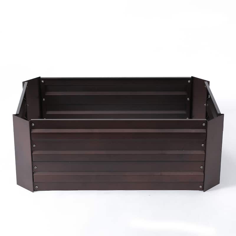 Brown Metal Rectangular Garden Bed Planter - 32" W x 20.2" D x 11.8" H