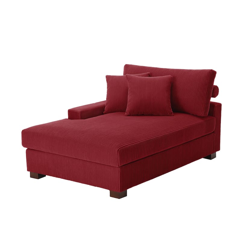 Corduroy Chaise Lounge Chair Upholstered Indoor Lounger Sofa