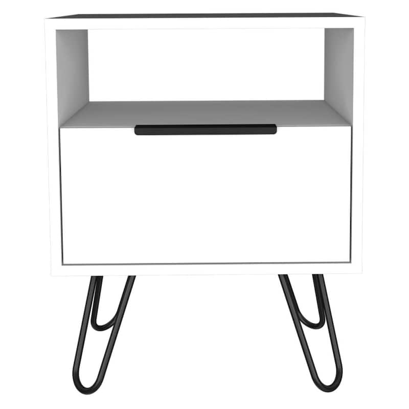 Nightstand 22"H,One Open Shelf,Single Door Cabient,Hairpin Legs,for Bedroom,Hallway,Nightstand Bedside Table Furniture