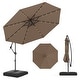 preview thumbnail 4 of 48, Gymax 10 FT Solar Offset Hanging Umbrella Patio Cantilever Umbrella w/ Brown