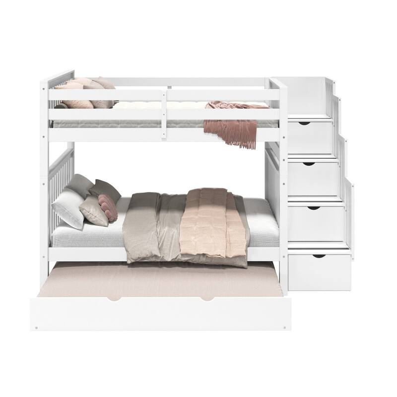 Taylor & Olive Trillium Full over Full Stairway Bunk Bed, Twin Trundle