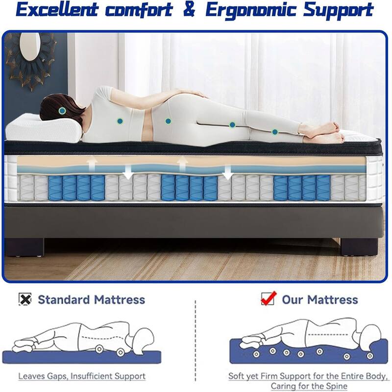 10"/12" inch Twin Diamond Innerspring Hybrid and Cooling Gel Memory Foam Mattress, Pressure Relief, and Motion Isolation
