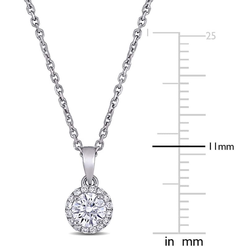 Miadora 18k White Gold 3/8ct TDW Diamond Circular Halo Necklace - 11 mm x 6 mm - 11 mm x 6 mm