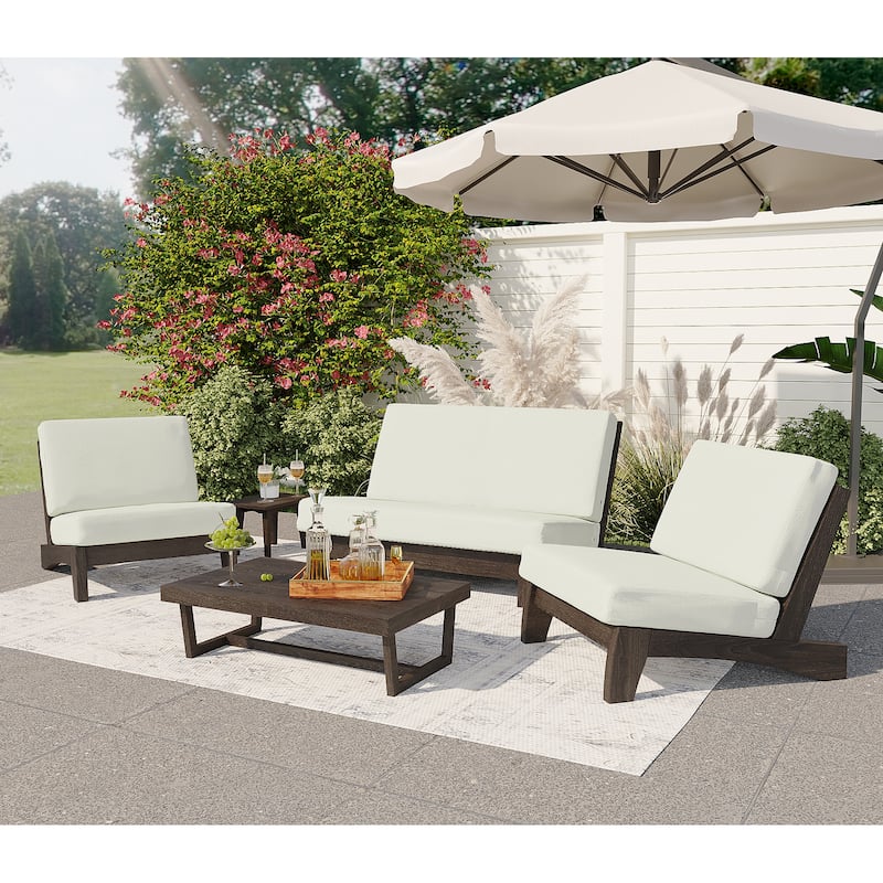 6-Piece Patio Set Solid Wooden Outdoor Sofa