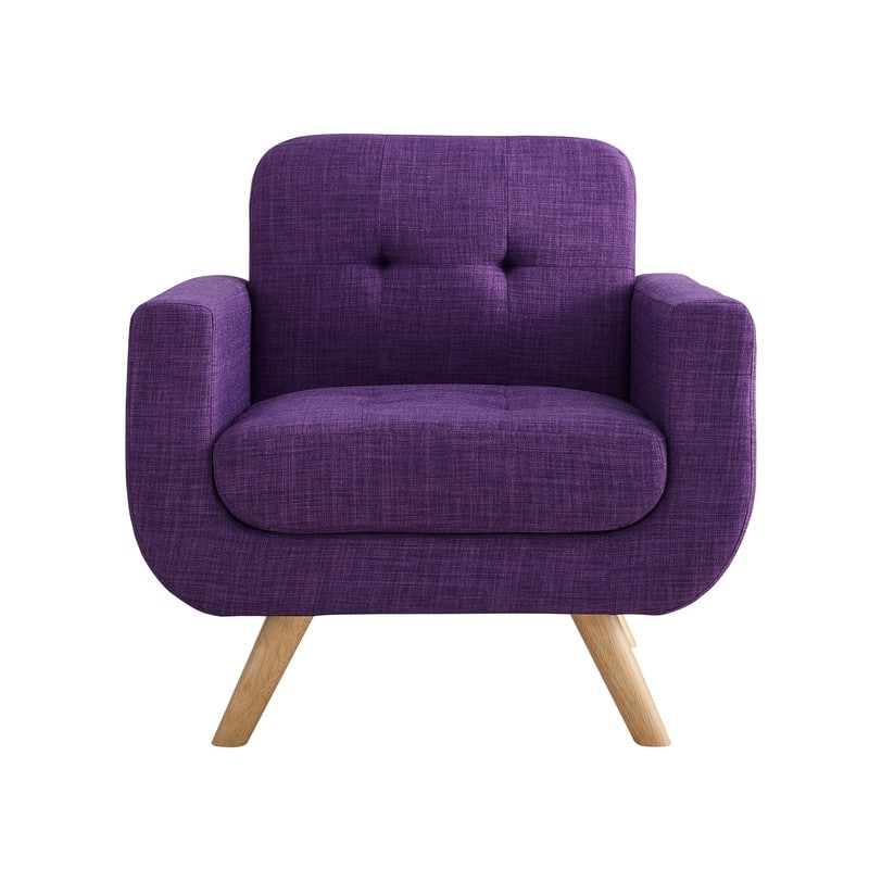 Moser Bay Clementina Upholstered Arm Chair with Rubber Wood Base - Purple
