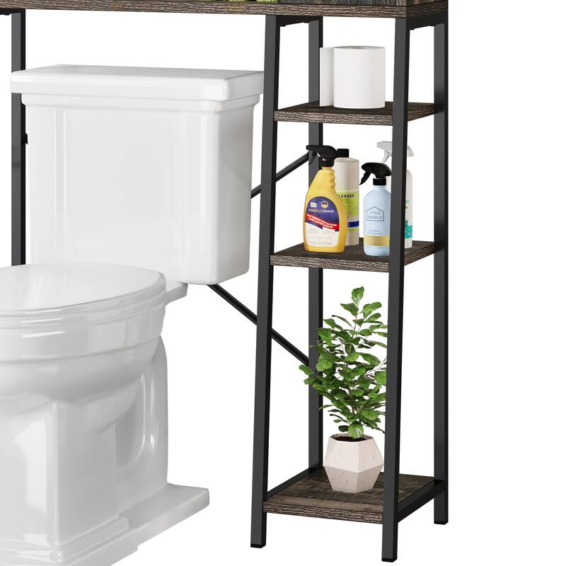 Moasis 61" Tall Over The Toilet Storage Cabinet Rack with Farmhouse Sliding Door and Metal Base