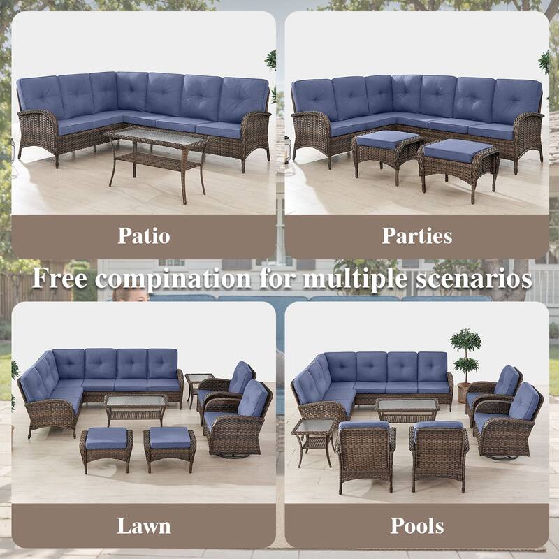 Outdoor Sectional Sofa with Chair Funiture Set
