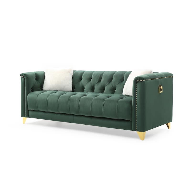 Upholstery Living Room Sofa Set in Velvet Fabric ( Set of 2 )
