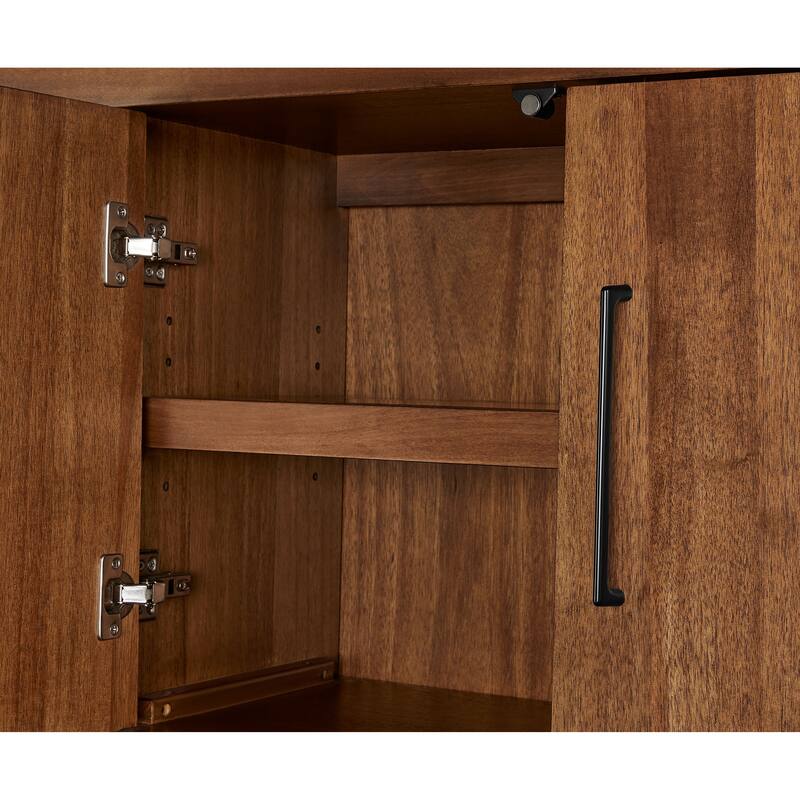 Modern Wood Hutch With Doors, Storage Hutch, Office Storage, Fully Assembled, Rich Medium Brown