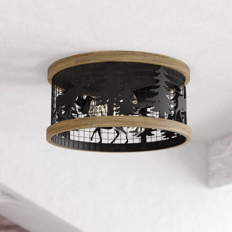 Vaxcel Lighting C0307 2 Light 12" Wide Flush Mount Drum Ceiling
