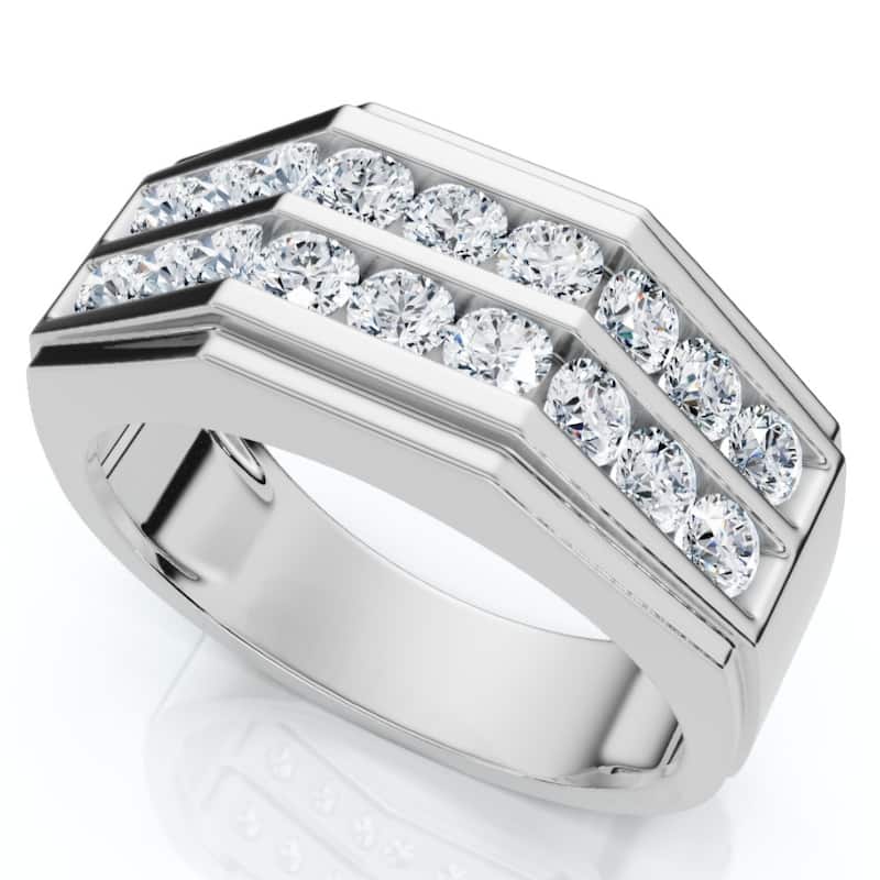 1/2Ct Men's Diamond High Polished Wedding Ring Lab Grown Anniversary Band