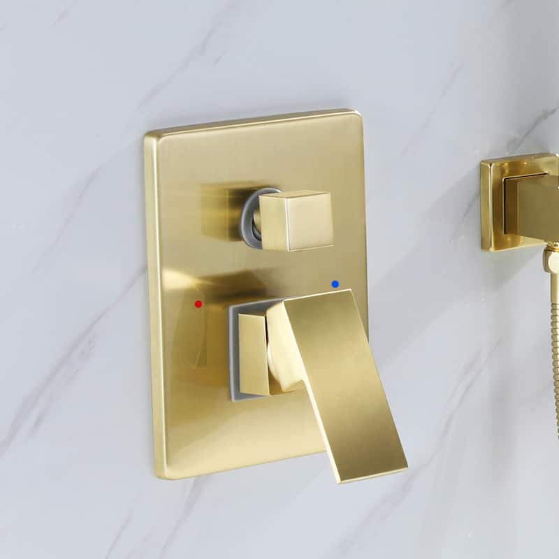 Solid Brass Wall Mounted Roman Tub Faucet with Swivel Tub Spout and Rough-in Valve