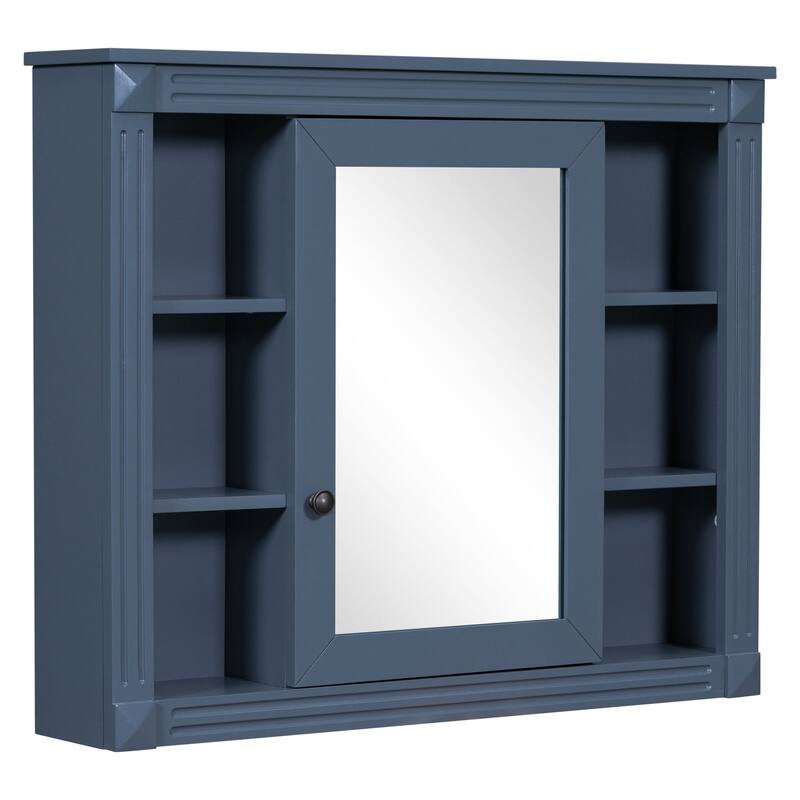 35 in. W x 28.7 in. H Rectangular Surface Mount Bathroom Medicine Cabinet with Mirror with Open Shelves