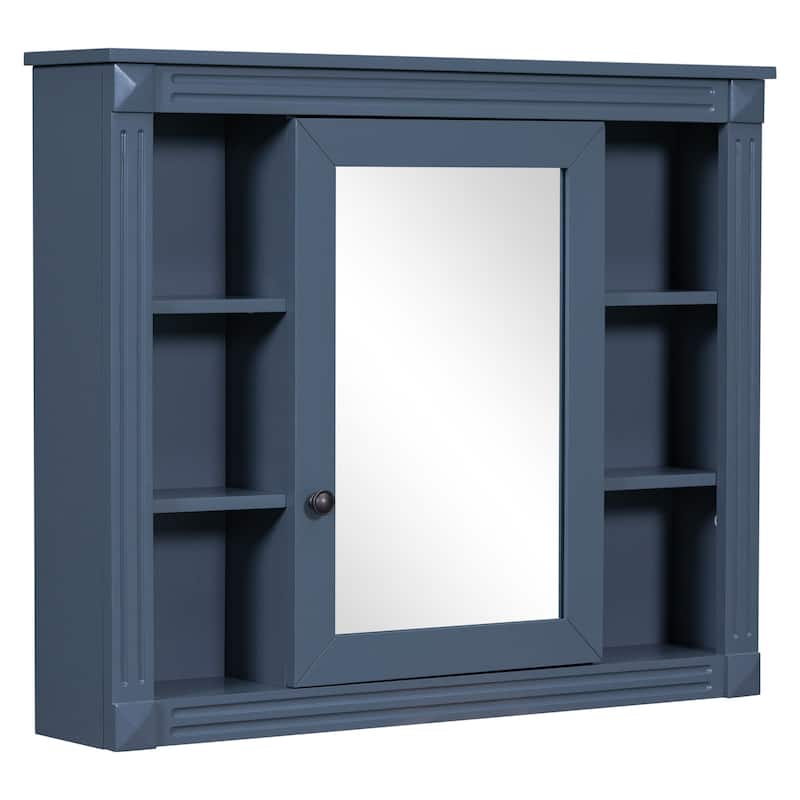 Wall Mounted Bathroom Storage Cabinet,Wall Cabinet with Mirror,Mirror Cabinet with 6 Open Shelves(Not Include Bathroom Vanity )