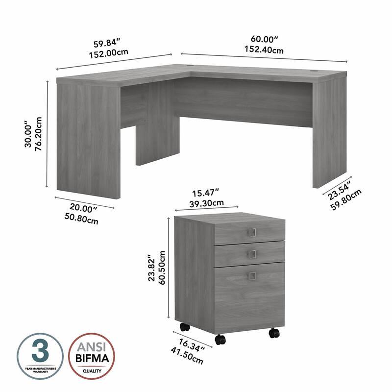 Echo L Shaped Desk with Mobile File Cabinet by Bush Business Furniture
