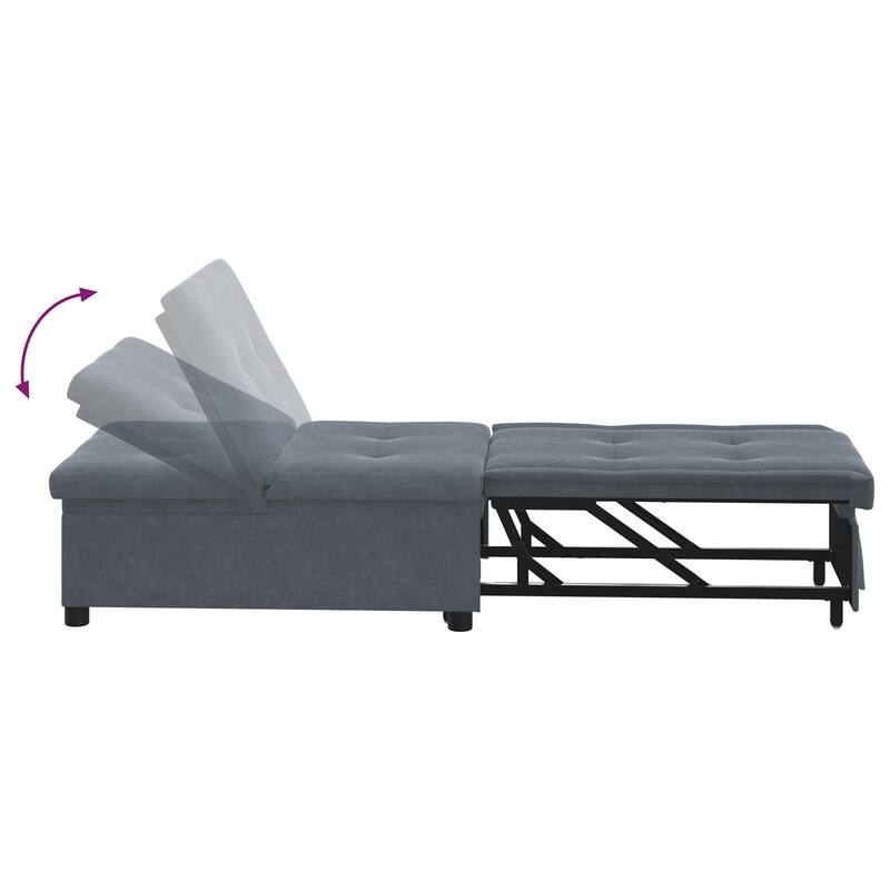 vidaXL Sofa Bed 3-in-1 Pull-Out Design Black/Dark Grey Velvet - 76.4 x 26.4 x 32.3
