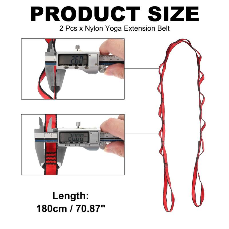 25KN Daisy Chain Yoga Extend Belt 1.8M, 2Pcs Climbing Straps for Exercise - 1.8M - Red