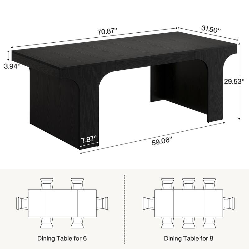 71" Large Wood Dining Table, Rectangular Kitchen Table, Dinner Accent Gathering Table
