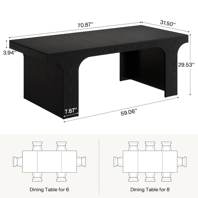 Wooden Rectangular Dining Table for 6-8 People with Sled Base