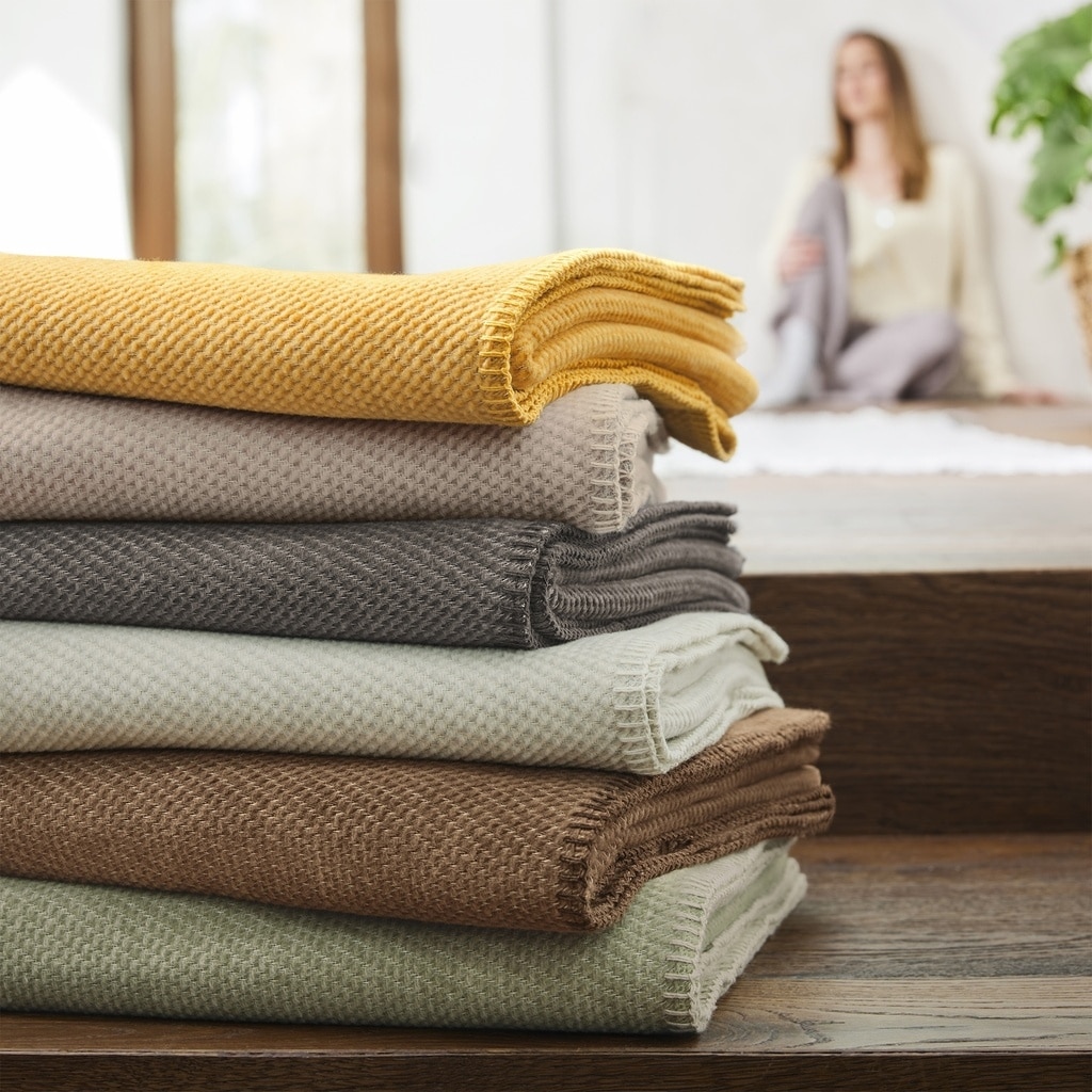 Woven Blankets Ibena Throw Blanket IBENA Waffle Weave Texture Pure