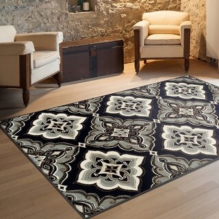Superior Traditional Geometric Medallion Indoor Black Area Rug
