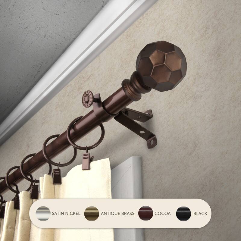 InStyleDesign Finley Adjustable Curtain Rod 13/16 inch dia. - 48 to 84 inches - Cocoa