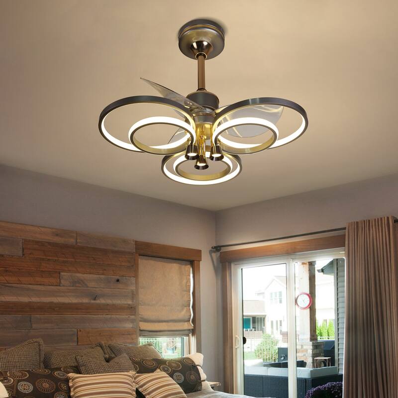 LED Ceiling Fan Black Ceiling Fan with Light - 24inch