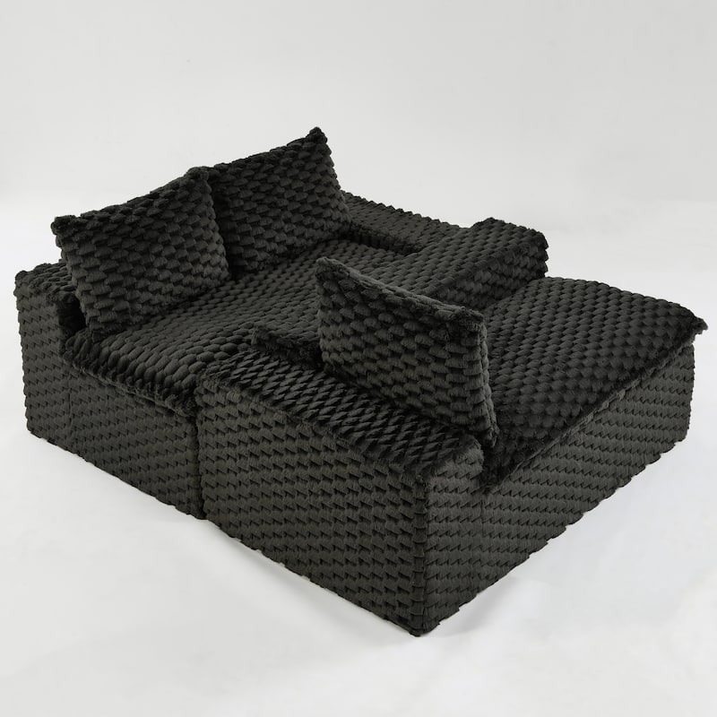 Free Combination Modular Couch Fluffy Turtle Velvet Sectional Sofa