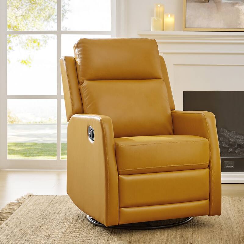 Esteban Modern Faux Leather Manual Rocking Swivel Recliner with Wingback - Mustard