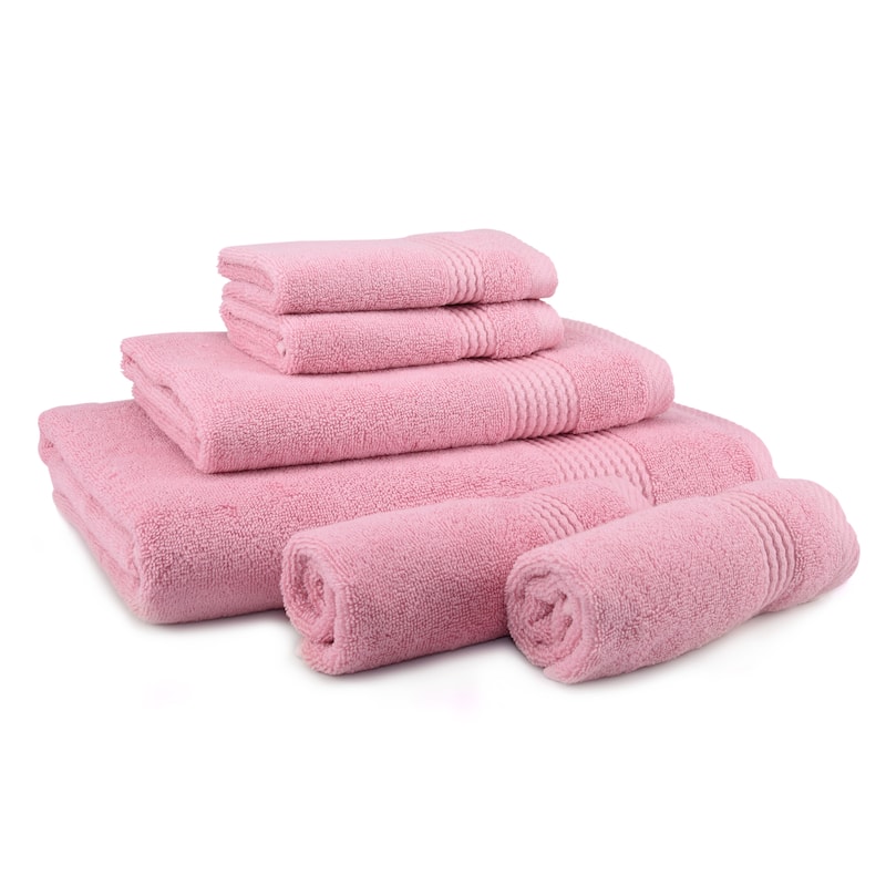 East'N Blue Lara Turkish Cotton Bath Towel Set (Set of 6) - (1 Bath Towel, 1 Hand Towel, 4 Washcloth) - Rose