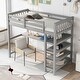 preview thumbnail 3 of 43, Elegant Design Twin Size Loft Bed with Storage Shelves and Under-bed Desk