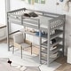 preview thumbnail 2 of 82, Space-Saving Loft Bed with Storage Shelves and Desk, Solid Wood Loft Bed Frame with Ladder and Guardrail for Kids Teens Adults