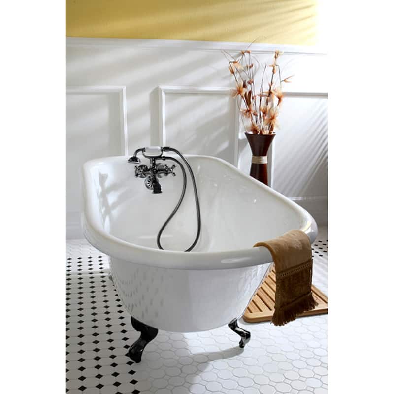 Kingston Brass Aqua Eden 54" Clawfoot Cast Iron Soaking Tub with