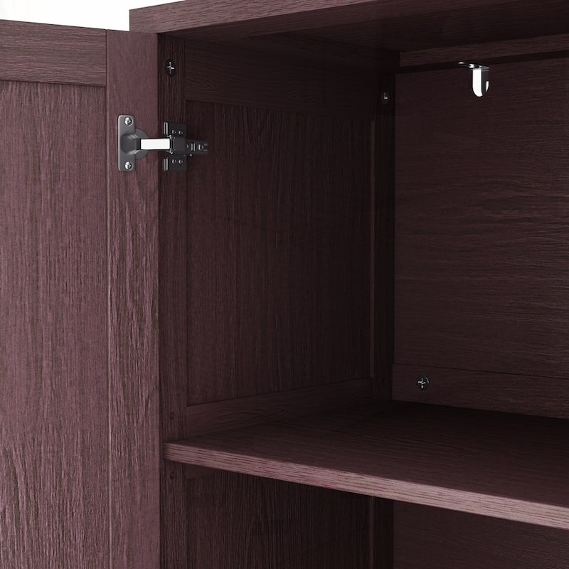 4-Door Rattan Sideboard Buffet Cabinet with Adjustable Shelves