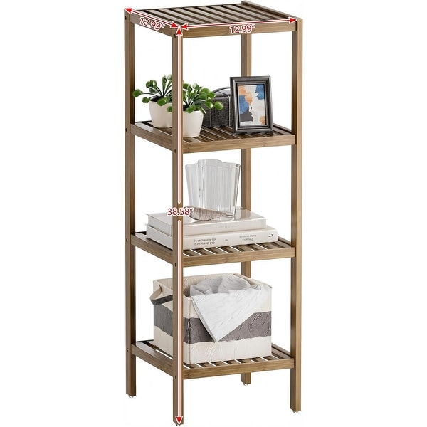 4-Tier Bamboo Bathroom Shelf Narrow Freestanding Corner Storage