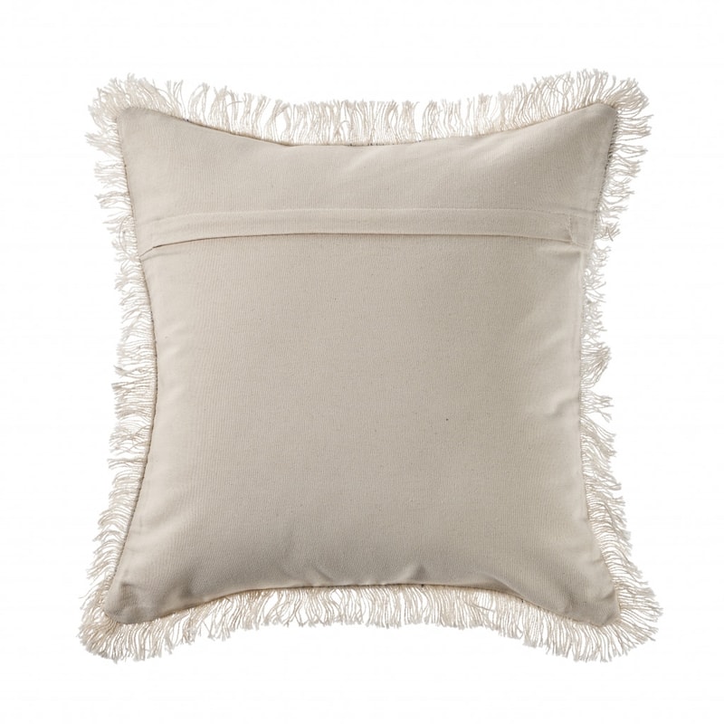 HomeRoots 18" X 18" Navy Blue And Ivory 100% Cotton Coastal Zippered Pillow