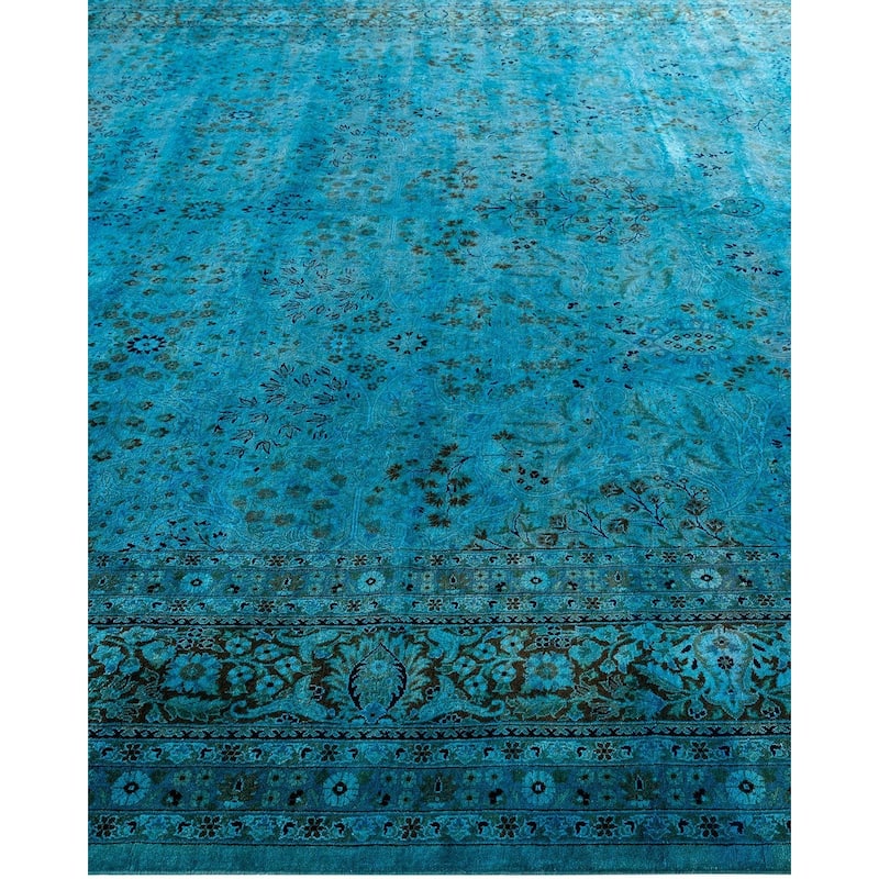 Overdyed, One-of-a-Kind Hand-Knotted Area Rug - Blue - 9' 1" x 17' 10"