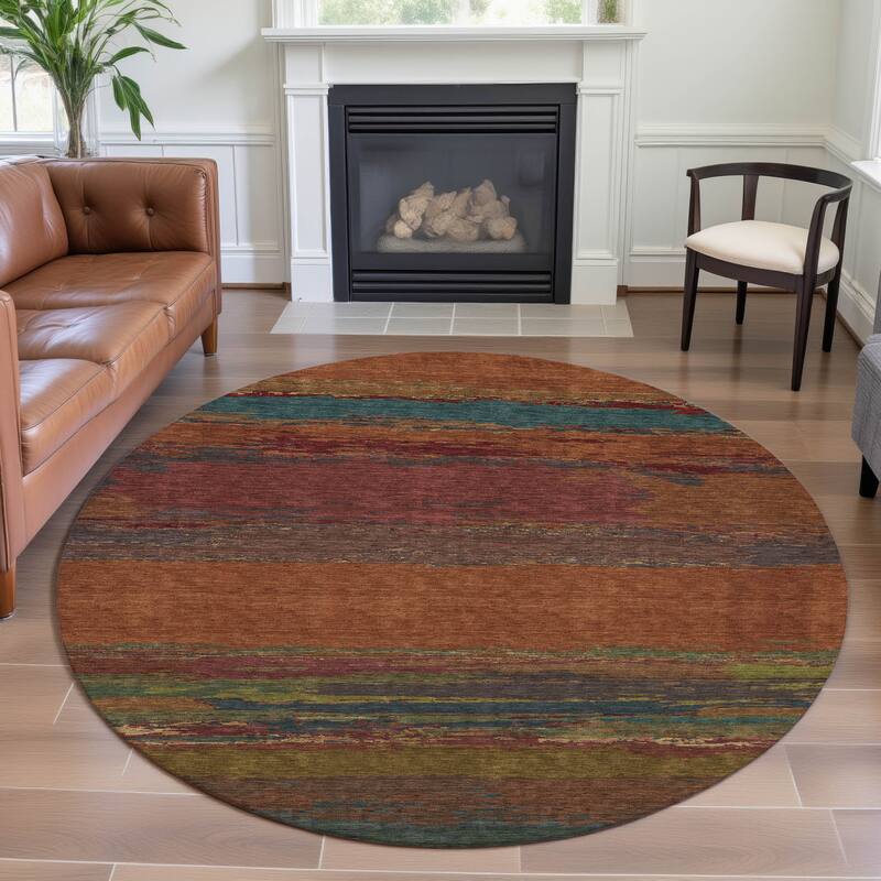 Premium Washable Super Soft Abstract Ombre Mayfield Rug - Terracotta - 8' x 8'