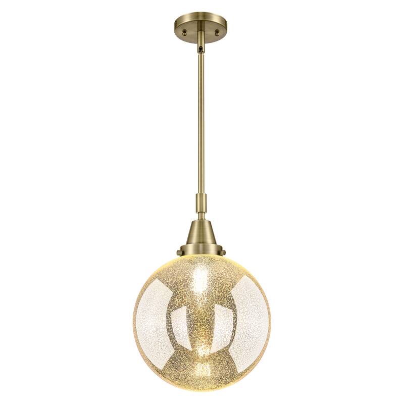 Innovations Lighting Downtown Urban - Caden Beacon - 1 Light 10" Stem Hung Mini Pendant - Antique Brass/Mercury Shade