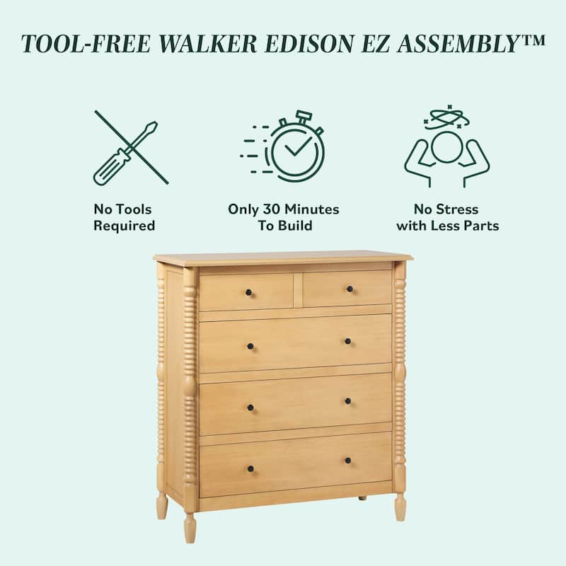 Walker Edison Easy Assembly 5-Drawer Dresser with Wood-Turning Detail
