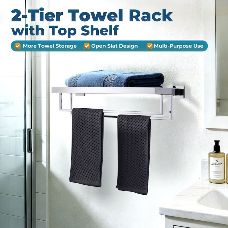 WOWOW 2-Tier Stainless Steel Bath Towel Rack