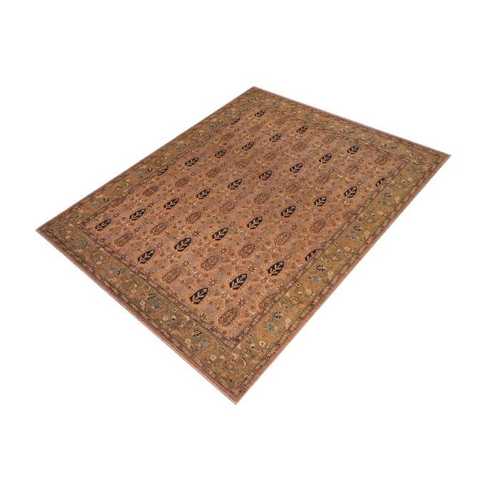Shabby Chic Ziegler Melissia Tan Green Hand-Knotted Wool Rug - 7'11'' x 9'6''