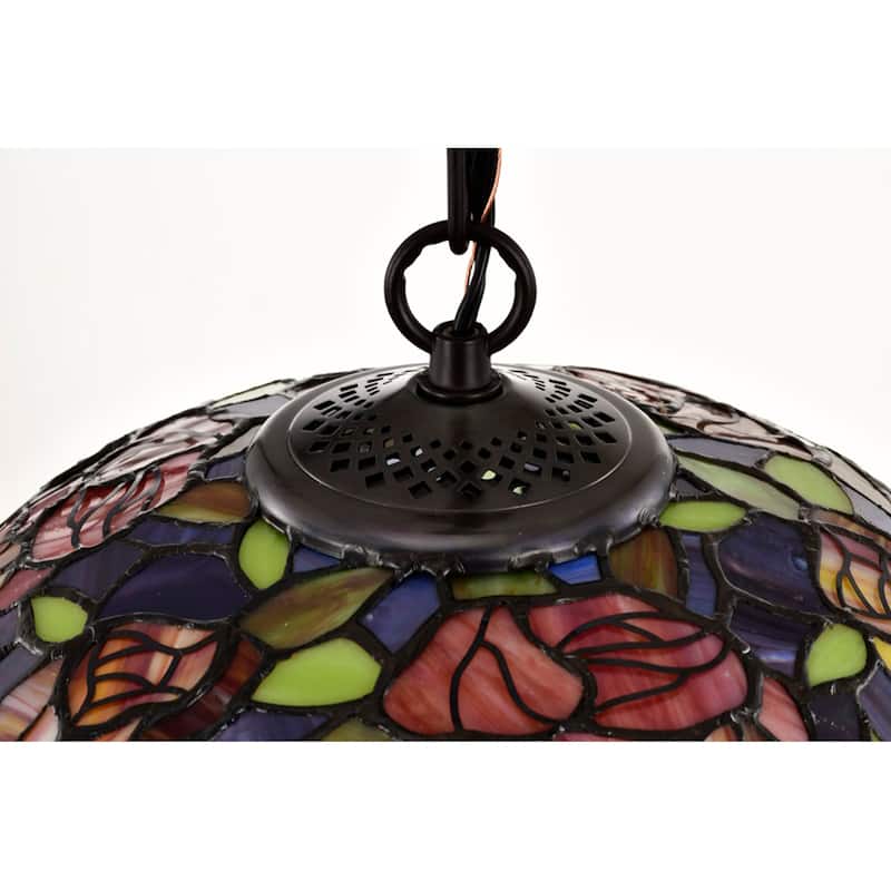 Tiffany-style Southern Belle Rose Hanging Lamp